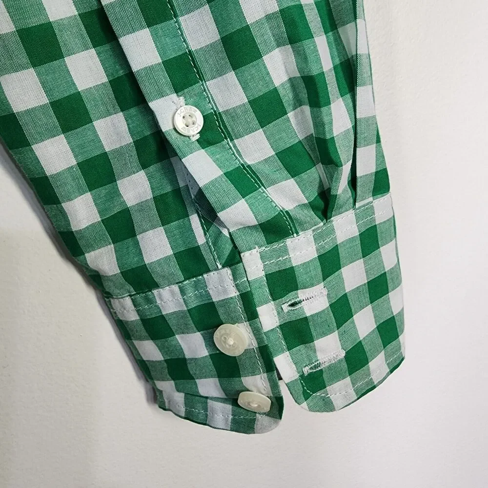 J. Crew Shirt Small Gingham Lightweight Cotton Signature Fit Button Green BZ034